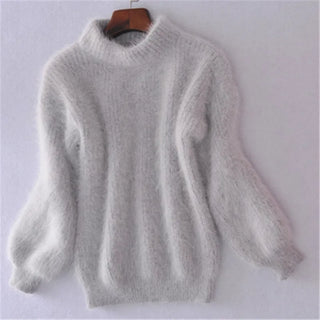Taylor - Jersey Suelto de Punto de Color Sólido - Jersey Vintage de Angora