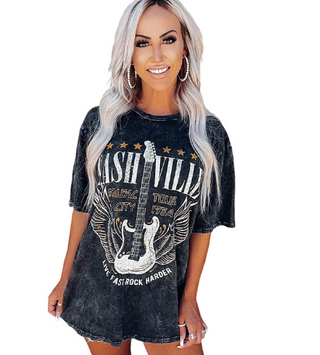 Vestido negro Nashville Graphic Tee